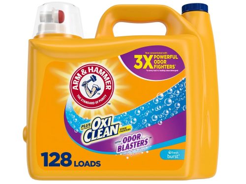 Arm & Hammer Plus OxiClean Odor Blaster Fresh Burst, 128 Loads Liquid Laundry Detergent, 166.5 fl oz