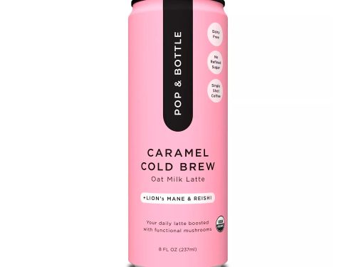 Pop & Bottle Caramel Cold Brew Oat Milk Latte with functional boost from Reishi and Lion’s Mane - 8 fl oz