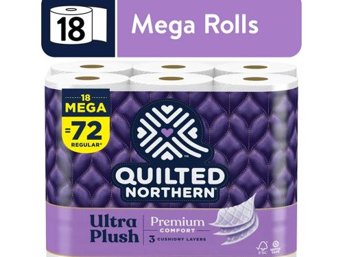 Quilted Northern Ultra Plush 18 Mega Rolls, 3X More Absorbent, Luxurious Soft Toilet Paper