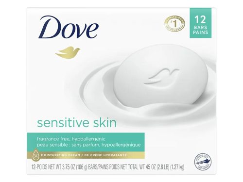 Dove Beauty Bar Sensitive Skin More Moisturizing Than Bar Soap, 3.75 oz, 12 Bars