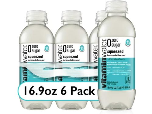 Vitaminwater zero sugar squeezed electrolyte enhanced water, lemonade, 16.9 fl oz, 6 count bottles