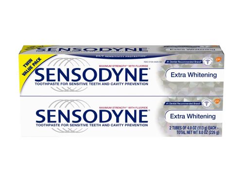 Sensodyne Sensitivity Toothpaste, Extra Whitening, for Sensitive Teeth, 24_7 Protection, 4 ounce (Pack of 2)